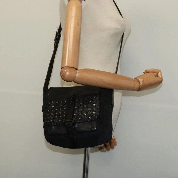 PRADA Shoulder Bag Leather Black Auth - Picture 1 of 15